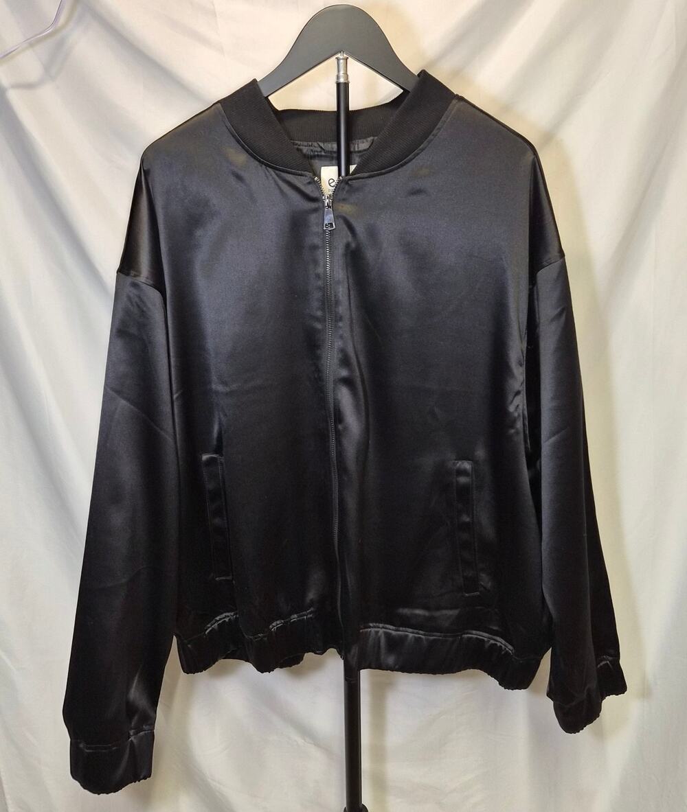 Remi Bader Black Satin Bomber Jacket Women's 3x NWT